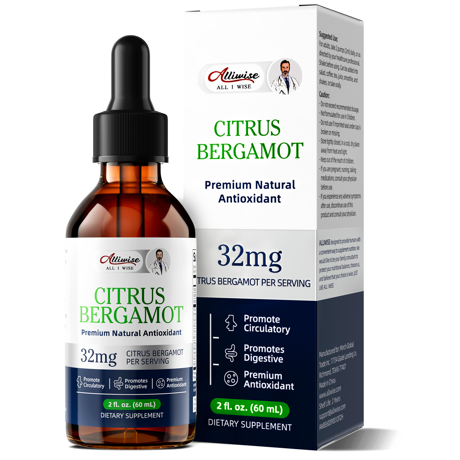 Health And Wellness Promotion - Alliwise Bergamotte-Extrakt-Tropfen zur Förderung der Durchblutung,